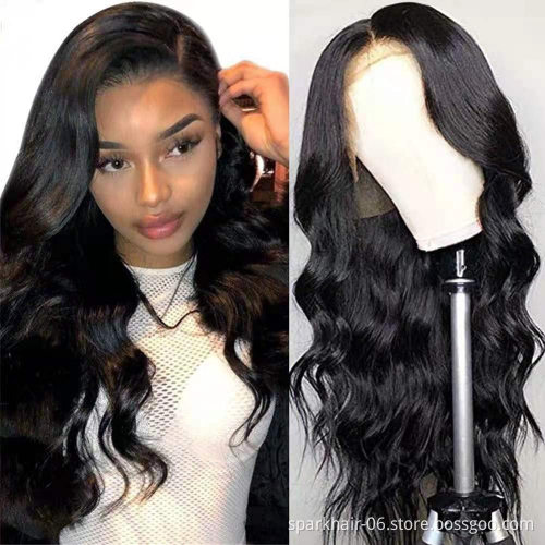 100% Brazilian Virgin Human Hair Transparent Swiss Lace Wig HD Body Wave Curly Lace Front wigs for Black Women